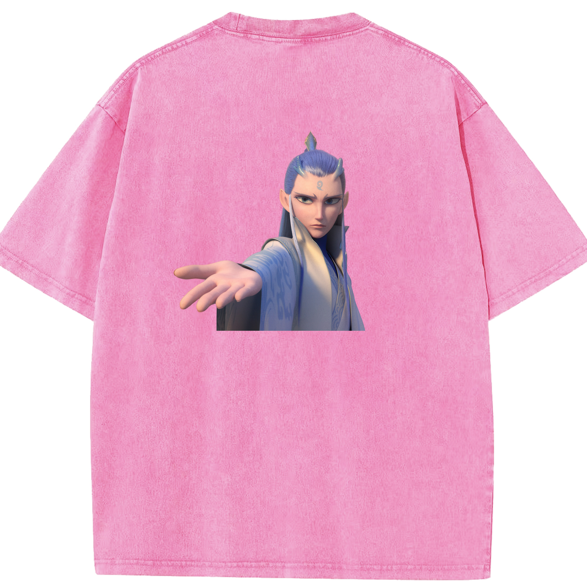 （画像用） Ne Zha 2 ナタ 魔童の大暴れ 綿100% ヴィンテージ風 半袖Tシャツ（背面プリント）